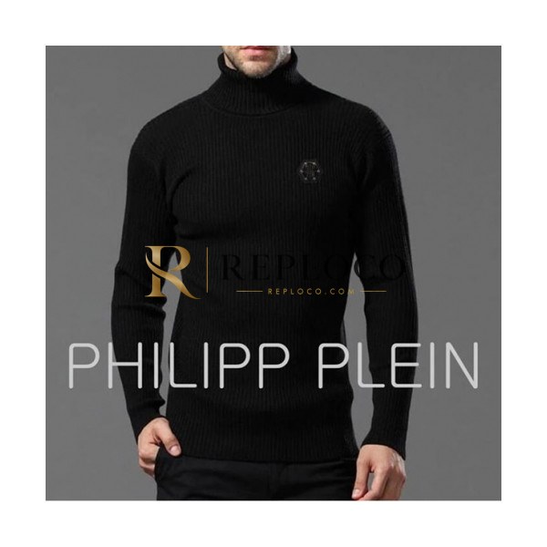 ✨Philipp Plein 2019 Mens plate corrugated turtleneck - 필립플레인 남성 플레이트 골지 터틀넥 Phi0023x.Size(m - xl).2컬러(블랙/그레이)