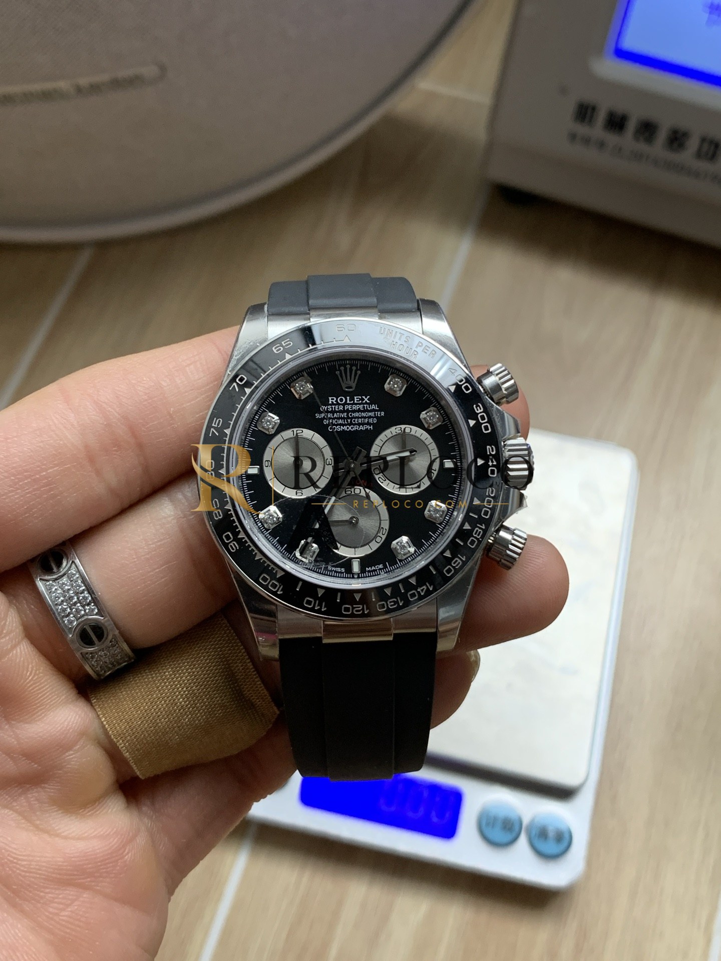 VS 공장 롤렉스 코스모그래프 데이토나 40mm 126519LN 화이트 골드 고스트 다이아몬드 다이얼 러버 스트랩 1:1 슈퍼클론 DD4131 무브먼트