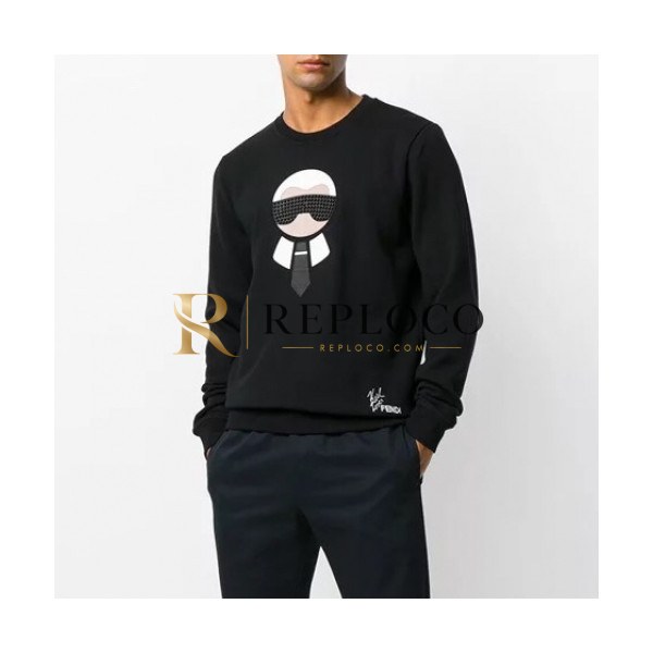 ✨Fendi 2019 Mens Logo Cotton Tshirt - 펜디 2019 남성 로고 코튼 긴팔티 Fen0455x.Size(m - 2xl).블랙