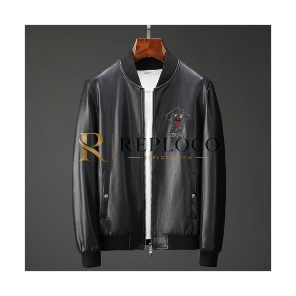 ✨[베르사체]Versace 2020 Logo Mens Casual Leather Jacket - 베르사체 2020 남성 캐쥬얼 가죽 자켓 Ver0715x.Size(m - 3xl).블랙