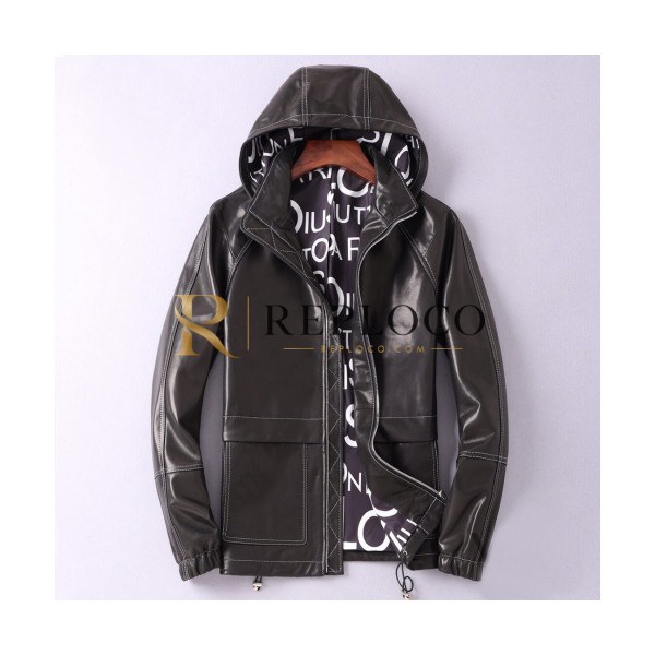✨Louis vuitton 2019 Mens Logo Leather Jacket - 루이비통 2019 남성 로고 다운 가죽 자켓 Lou01311x.Size(m - 3xl).블랙