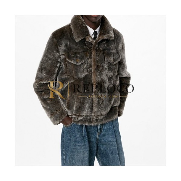 ✨Louis vuitton Mens Logo Leather Jackets Gray - 루이비통 2021 남성 로고 가죽 자켓 Lou03752x Size(s - xl) 그레이