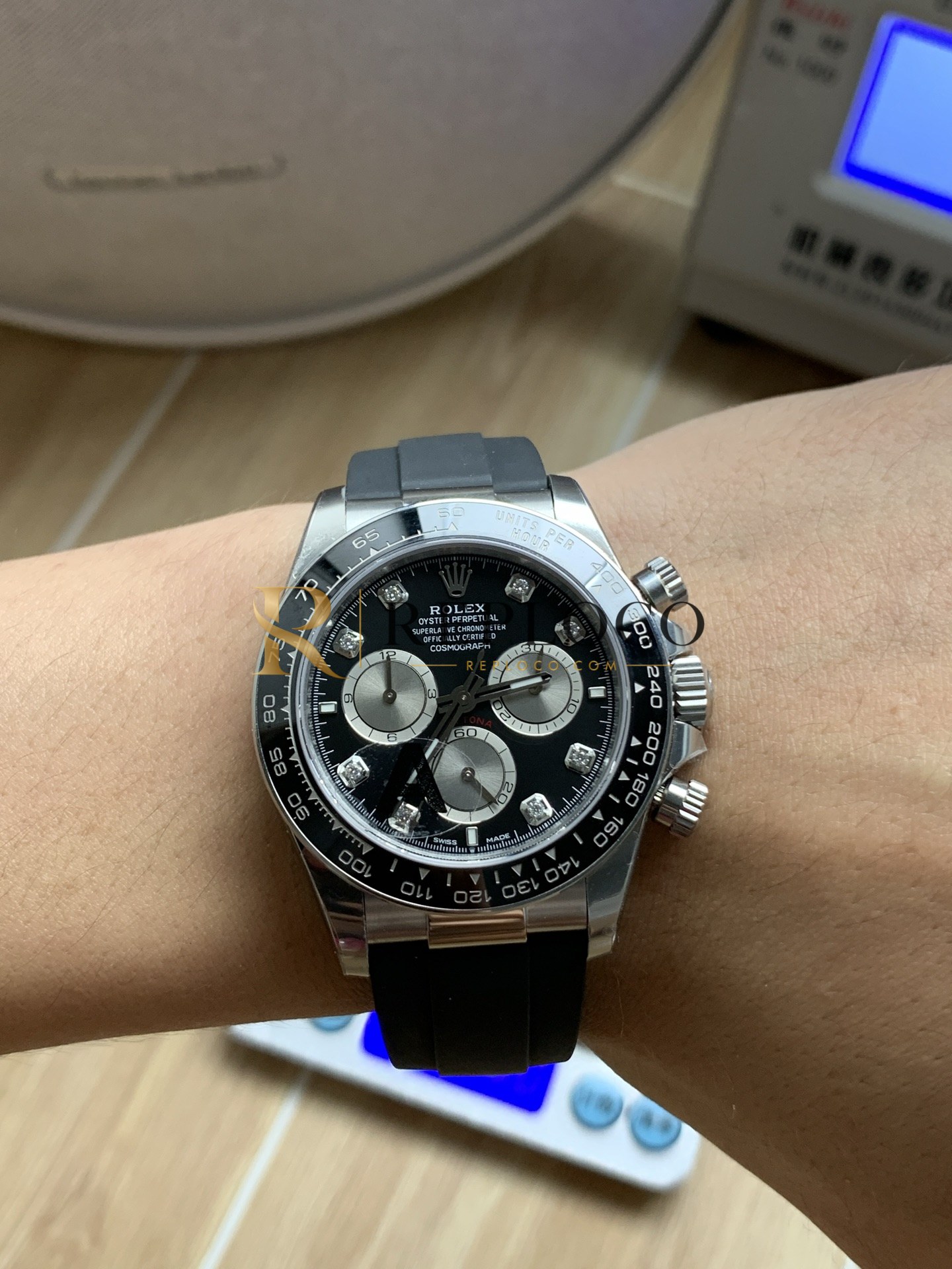VS 공장 롤렉스 코스모그래프 데이토나 40mm 126519LN 화이트 골드 고스트 다이아몬드 다이얼 러버 스트랩 1:1 슈퍼클론 DD4131 무브먼트 - 이미지 5
