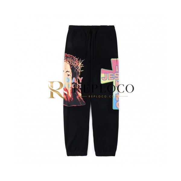 ✨Kanye west 2019 Mens Logo Oversize Cotton Pants - 카니예 웨스트 2019 남성 로고 오버사이즈 코튼 팬츠 Kany0034x.Size(m - xl).블랙