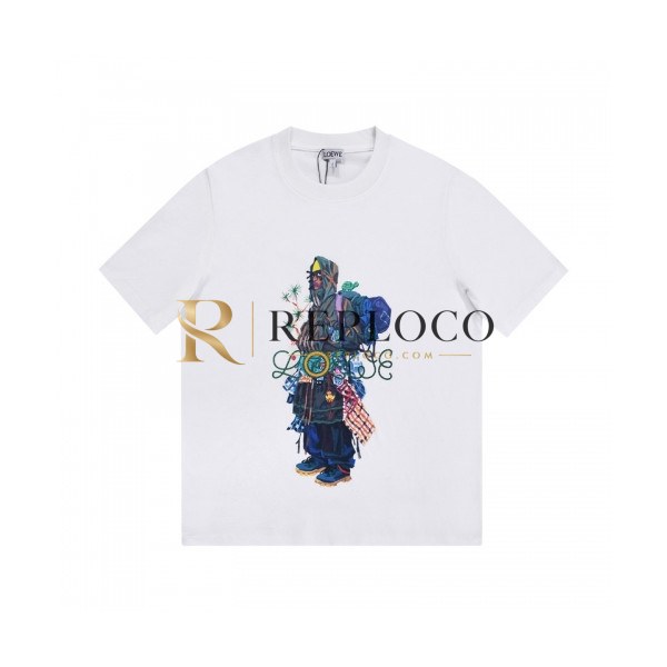 ✨Loewe Unisex Smile Short Sleeved Tshirts White - 로에베 2021 남/녀 폴로 반팔티 Loe0537x Size(xs - l) 화이트
