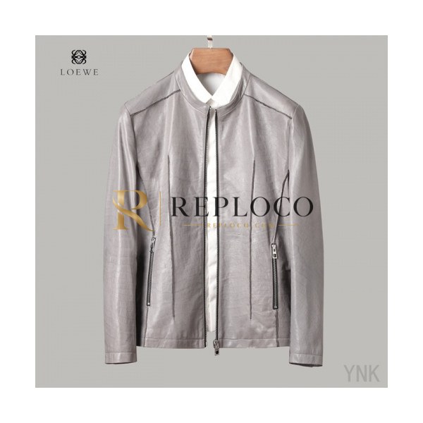 ✨Loewe 2020 Mens Logo Casual Leather Jackets - 로에베 2019 남성 로고 캐쥬얼 가죽 재킷 Loe0297x.Size(m - 3xl).그레이