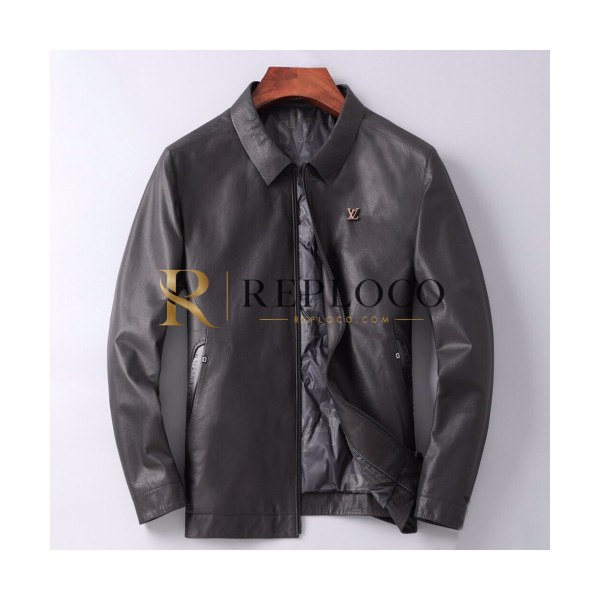 ✨Louis vuitton 2019 Mens Logo Leather Jacket - 루이비통 2019 남성 로고 다운 가죽 자켓 Lou01365x.Size(m - 3xl).블랙