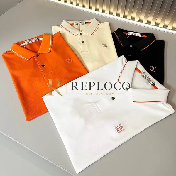 ✨Hermes 2024 Mens Crew-neck Short Sleeved Polo Tshirts - 에르메스 2024 남성 크루넥 폴로 반팔티 Her0411x.Size(m - 3xl).오렌지