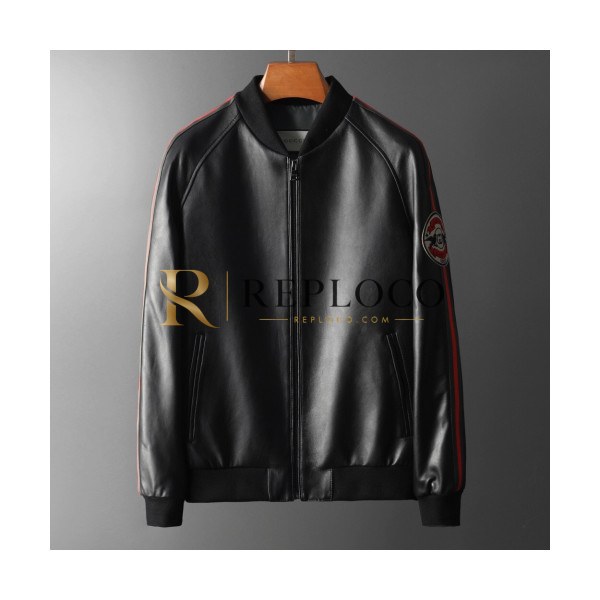 ✨Gucci 2019 Mens Logo Casual Leather Jacket - 구찌 2019 남성 로고 캐쥬얼 가죽 자켓 Guc01478x.Size(m - 3xl).블랙