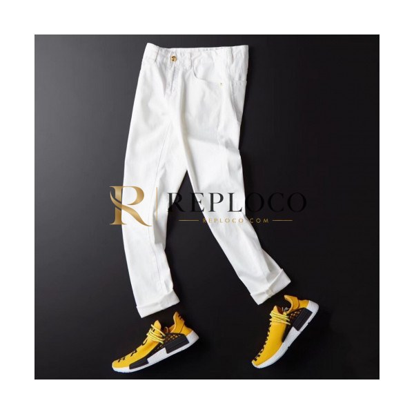 ✨[미니멀]Versace 2019 Mens Medusa Patch Logo Denim Pants - 베르사체 남성 메두사 패치 로고 데님 팬츠 Ver0210x.Size(28 - 38).화이트