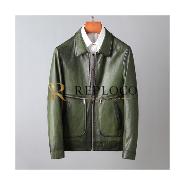 ✨Louis vuitton Mens Logo Leather Jackets Green - 루이비통 2021 남성 로고 가죽 자켓 Lou03776x Size(m - 3xl) 그린