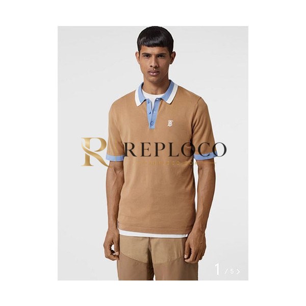 ✨Burberry 2019 Mens Logo Polo Short Sleeved Tshirt - 버버리 남성 로고 폴로 실켓면 반팔티 BurTS0053.Size(m- 3xl).카키