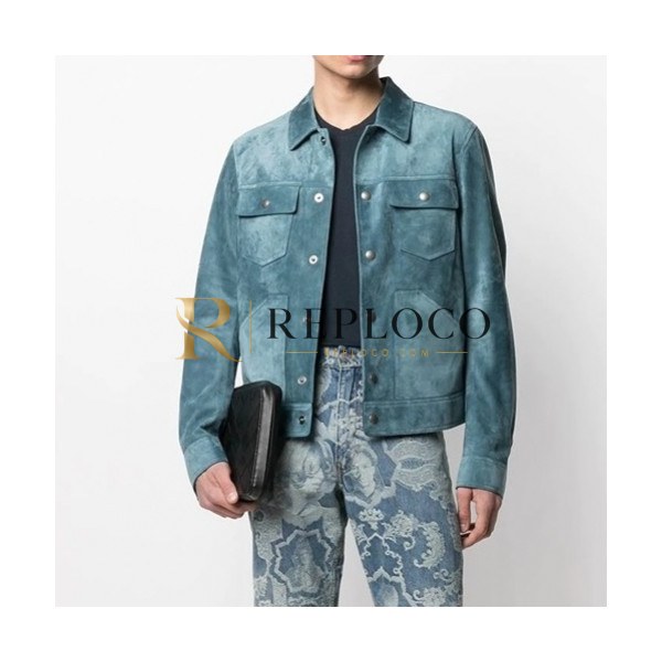 ✨Tom Ford Mens Logo Casual Leather Jacket Blue - 톰포드 2021 남성 로고 캐쥬얼 자켓 Tomf0027x Size(s - 2xl) 블루