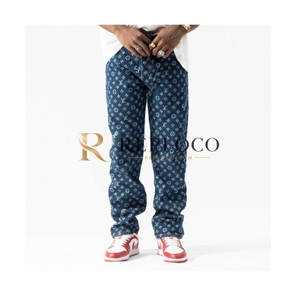 ✨Louis vuitton Mens Monogram Casual Pants Blue - 루이비통 2021 남성 모노그램 캐쥬얼 팬츠 Lou02851x Size(29 - 38) 블루