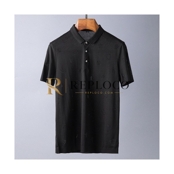 ✨Mocler 2019 Mens Business Polo Cotton Short Sleeved T-shirt - 몽클레어 남성 비지니스 폴로 코튼 반팔티 Moc0471x.Size(m - 3xl).블랙