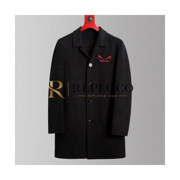 ✨Fendi 2019 Mens Logo Cashmere Coat - 펜디 2019 남성 로고 캐시미어 코트 Fen0336x.Size(m - 3xl).블랙