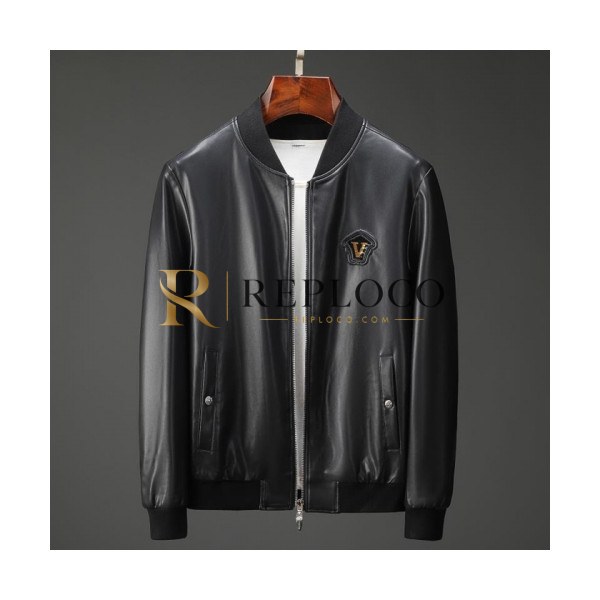 ✨[베르사체]Versace 2020 Logo Mens Casual Leather Jacket - 베르사체 2020 남성 캐쥬얼 가죽 자켓 Ver0716x.Size(m - 3xl).블랙
