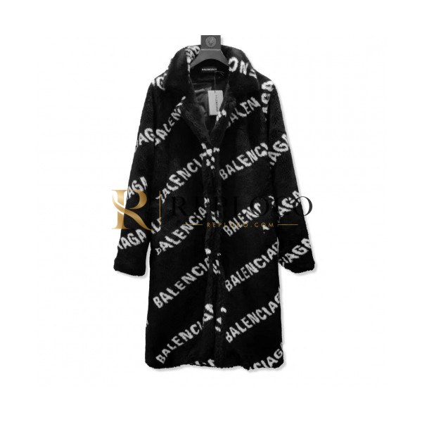 ✨Balenciaga 2019 Mm/Wm Logo Mink Coat - 발렌시아가 2019 남자 로고 밍크 코트 Bal0321x.Size(xs - s).블랙