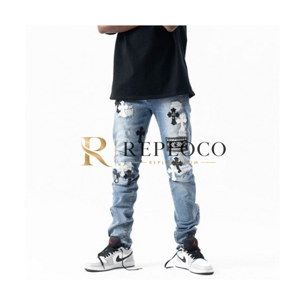 ✨[크롬하츠]Chrom Hearts 2021 Mens Casual Denim Jeans - 크롬하츠 20201남성 캐쥬얼 데님 청바지 Chr0329x.Size(29 - 40).블루