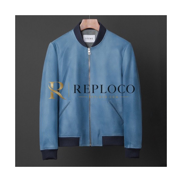 ✨Loewe 2019 Mens Causal Leather Jacket - 로에베 2019 남성 캐쥬얼 가죽 자켓 Loe0087x.Size(m - 3xl).블루