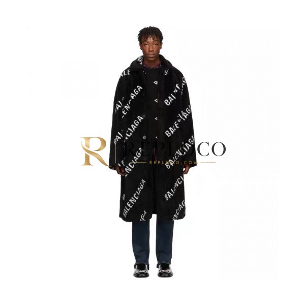 ✨Balenciaga 2019 Mm/Wm Logo Mink Coat - 발렌시아가 2019 남자 로고 밍크 코트 Bal0349x.Size(xs - s).블랙