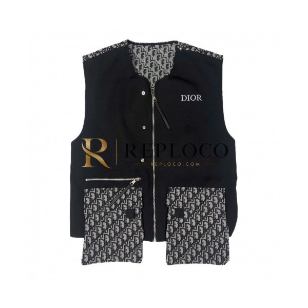 ✨Dior 2019 Mens Logo Casual Linen Vest - 디올 2019 남성 로고 캐쥬얼 린넨 조끼 Dio0450x.Size(m - l).블랙