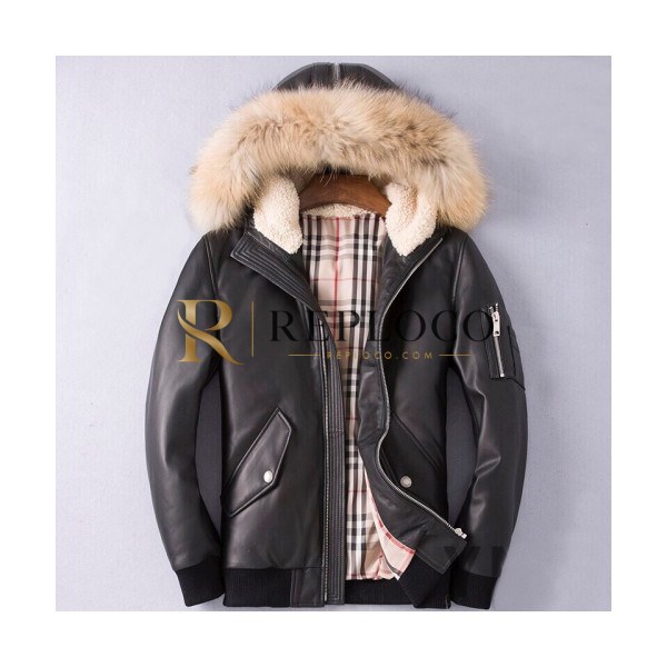 ✨Burberry 2019 Mens Casual Duck Down Leather Jacket - 버버리 2019 남성 캐쥬얼 덕다운 가죽 자켓 Bur01397x.Size(m - 3xl).블랙