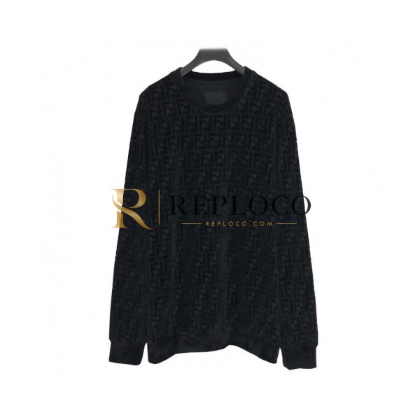 ✨Fendi 2019 Mens Logo Velvet Tshirt - 펜디 2019 남성 로고 벨벳 긴팔티 Fen0458x.Size(m - 2xl).블랙