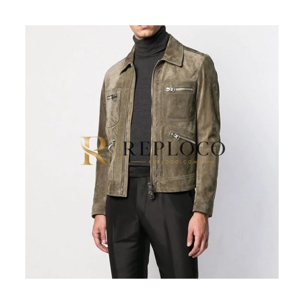 ✨Tom Ford Mens Logo Casual Leather Jacket Khaki - 톰포드 2021 남성 로고 캐쥬얼 자켓 Tomf0026x Size(m - 3xl) 카키