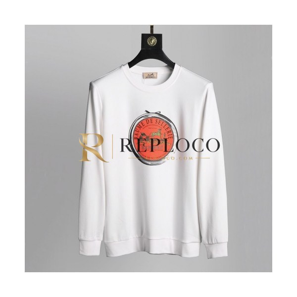 ✨[에르메스]Hermes 2020 Mens Crew-neck Casual Cotton Tshirts- 에르메스 2020 남성 크루넥 캐쥬얼 코튼 기모 긴팔티 Her0556x.Size(m - 3xl).화이트