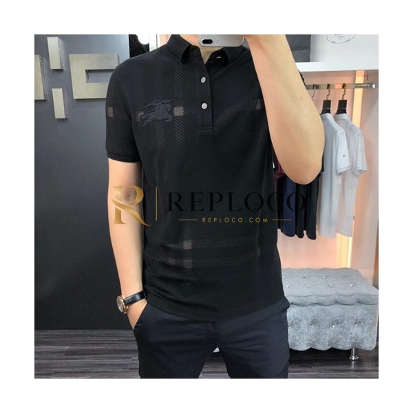 ✨Burberry 2019 Mens Logo Polo Cotton Short Sleeved Tshirt - 버버리 남성 로고 폴로 코튼 반팔티 Burpt0003.Size(48- 56).블랙