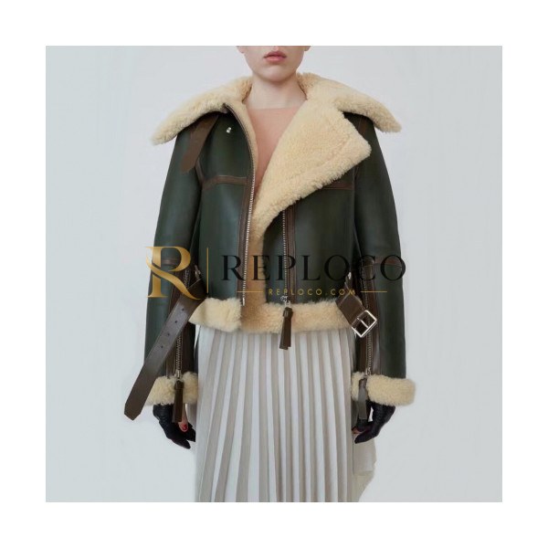✨Acne Sstudios 2019 Womens Casual Leather Jacket - 아크네 2019 여성 캐쥬얼 가죽 자켓 Acn0041x.Size(s - 2xl).그린