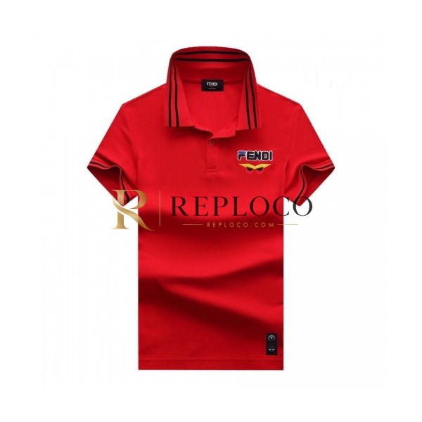 ✨[펜디]Fendi 2020 Mens Logo Casual Cotton Polo Short Sleeved Tshirts - 펜디 2020 남성 로고 캐쥬얼 코튼 폴로 반팔티 Fen0655x.Size(m - 3xl).레드