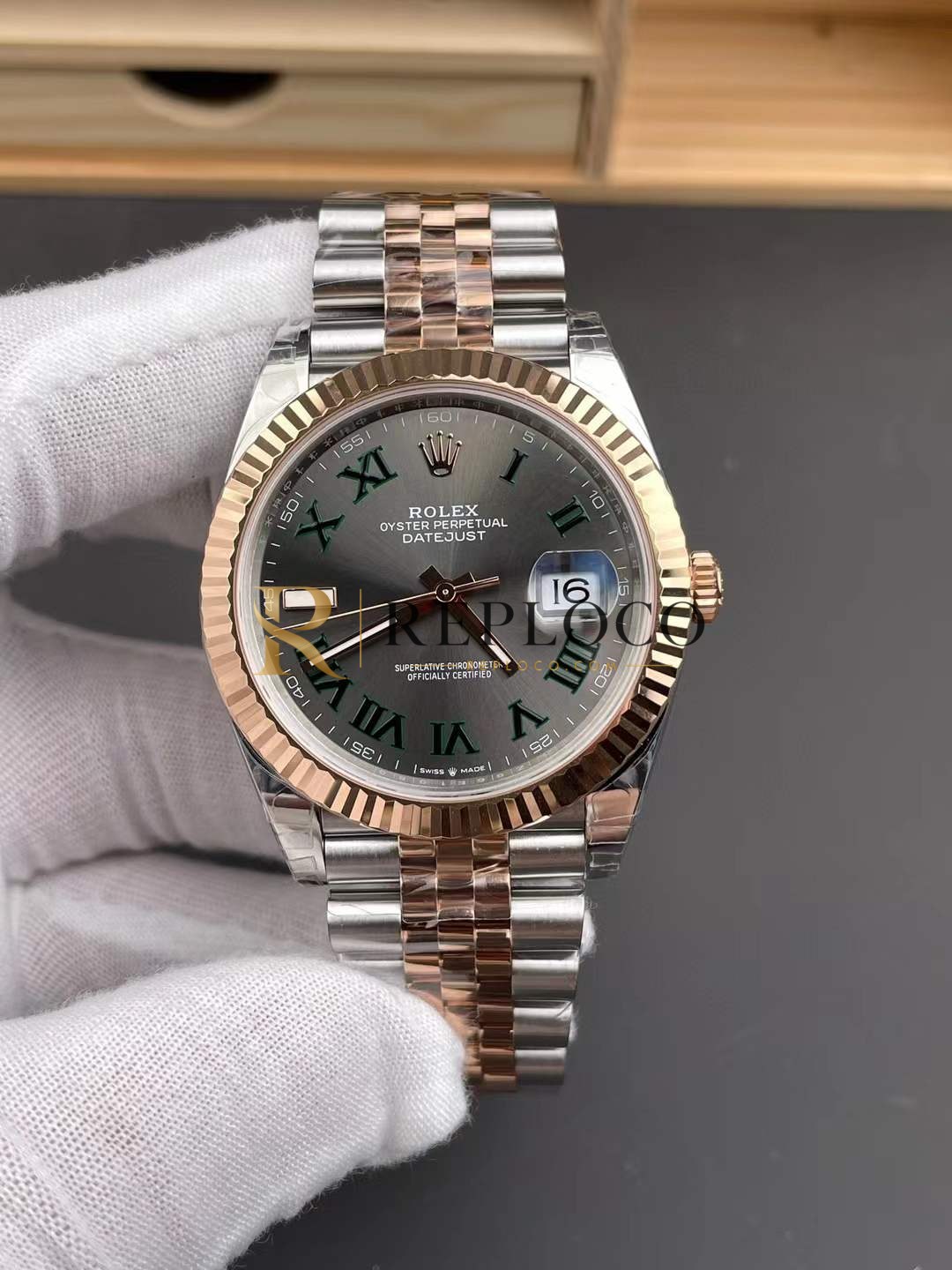 VS 공장 롤렉스 데이트저스트 41mm 126331 슬레이트 그레이 윔블던 투톤 에버로즈 골드 1:1 슈퍼클론 DD3235 무브먼트