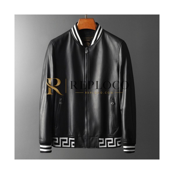 ✨Versace 2019 Logo Mens Casual Leather Jacket - 베르사체 2019 남성 캐쥬얼 가죽 자켓 Ver0311x.Size(m - 3xl).블랙