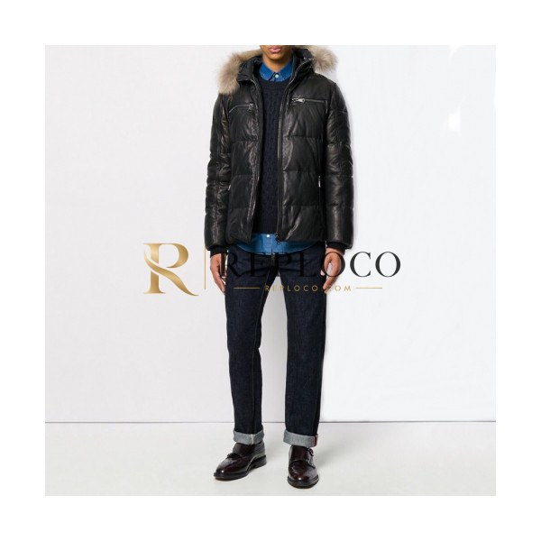 ✨Loewe 2019 Mens Logo Casual Duck Down Leather Jacket - 로에베 2019 남성 로고 캐쥬얼 덕다운 가죽 자켓 Loe0103x.Size(m - 3xl).블랙