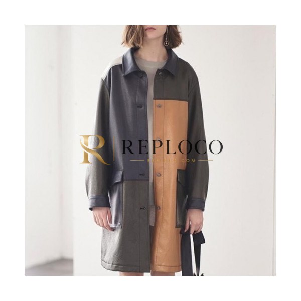 ✨Hermes Womens Leather Jacket - 에르메스 여성 로고 캐쥬얼 인조 가죽 자켓 - her538x