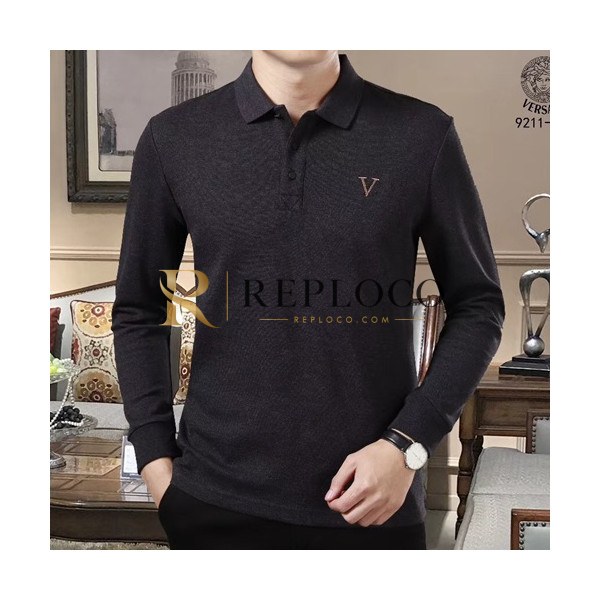 ✨Versace 2019 Mens Cotton T-shirt - 베르사체 남성 코튼 긴팔티셔츠 VERTS0015.Size(M- 3XL),블랙/네이비/레드