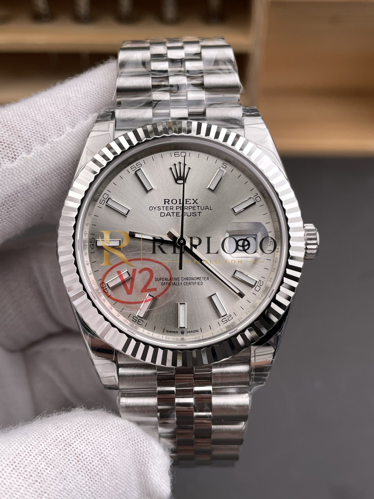 VS 공장 V2 롤렉스 데이토저스트 41mm 126334 실버 선버스트 다이얼 플루티드 베젤 쥬빌리 브레이슬릿 1:1 슈퍼클론 DD3235 무브먼트 - 이미지 3
