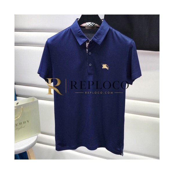 ✨Burberry 2019 Mens Embroidery Logo Polo Cotton Short Sleeved T-shirt - 버버리 남성 자수 로고 폴로 코튼 반팔티 Bur0674x.Size(m - 3xl).블루