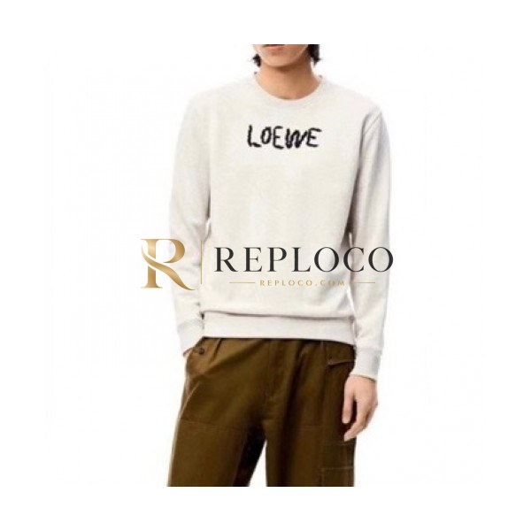 ✨Loewe Mens Logo Crew-neck Cotton Tshirts White - 로에베 2021 남성 로고 크루넥 코튼 긴팔티 Loe0493x Size(xs - l) 화이트