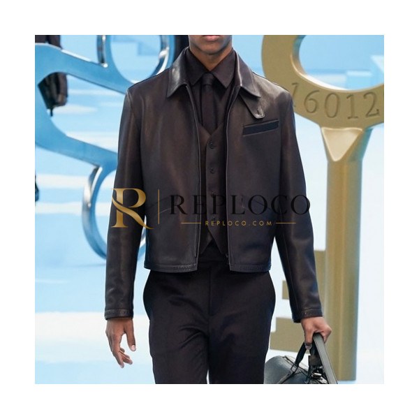 ✨Louis vuitton Mens Logo Leather Jackets - 루이비통 2021 남성 로고 가죽 자켓 Lou03627x Size(m - 3xl) 블랙