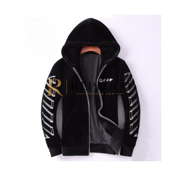 ✨Off-white 2019 Mens Logo Mink Leather Jacket - 오프화이트 2019 남성 로고 밍크 가죽 자켓 Off0212x.Size(l - 4xl).블랙