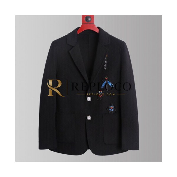 ✨Fendi 2019 Mens Logo Cashmere Coat - 펜디 2019 남성 로고 캐시미어 코트 Fen0381x.Size(m - 3xl).블랙