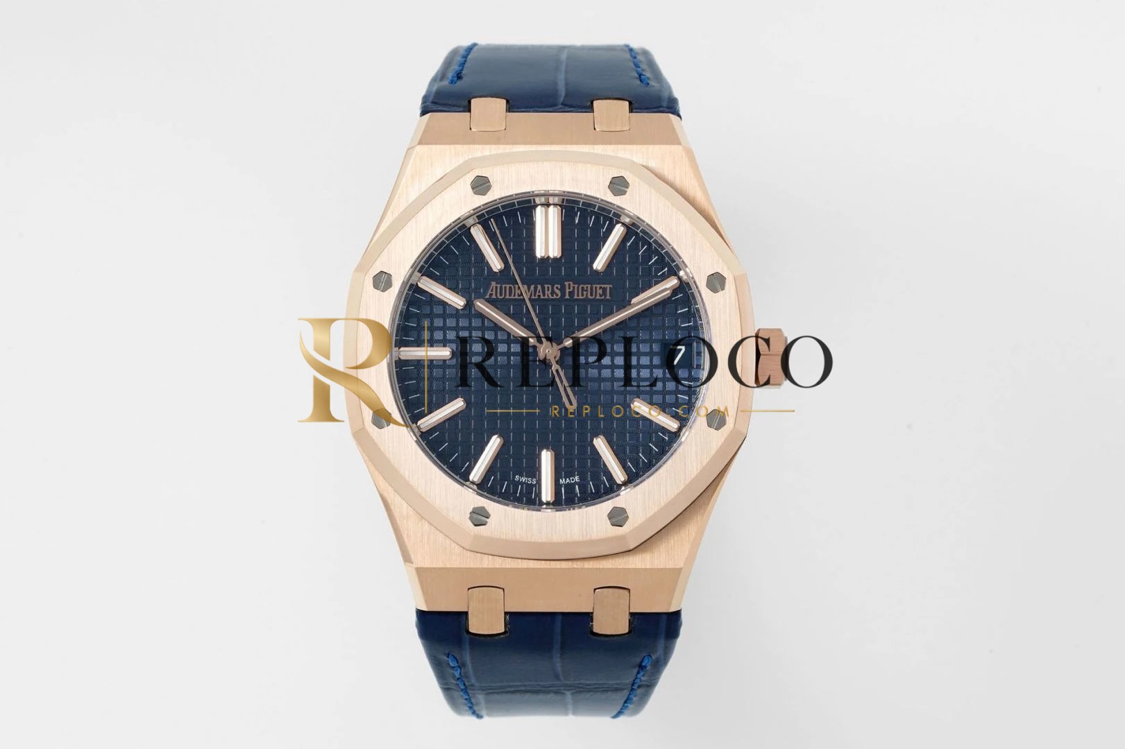 로열 오크 41mm 15510 RG DDF 1:1 베스트 에디션 블루 다이얼 블루 가죽 스트랩 DD4302 슈퍼클론 (가중치)