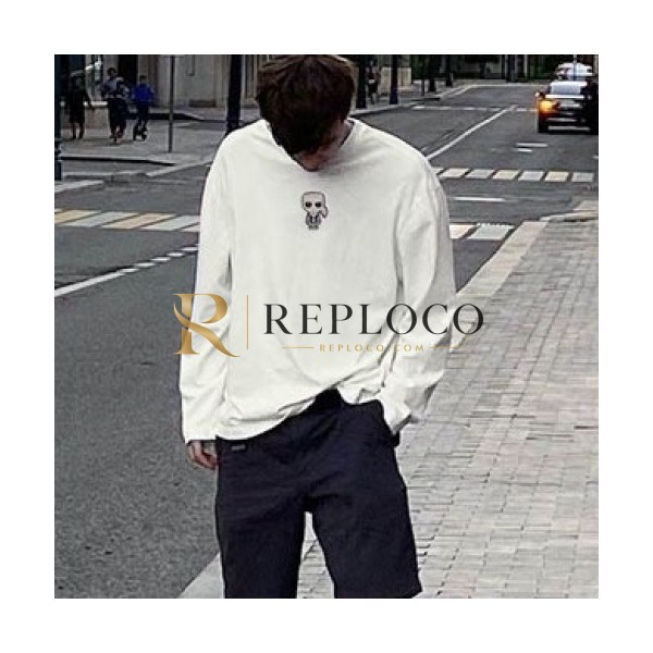 ✨Fendi Mens Logo Crew-neck Cotton Tshirts White - 펜디 2021 남성 몬스터 크루넥 코튼 긴팔티 Fen01051x Size(m - 2xl) 화이트