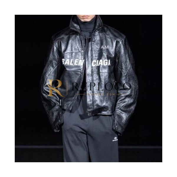✨[발렌시아가]Balenciaga 2020 Mens Logo Casual Leather Jackets - 발렌시아가 2020 남성 로고 캐쥬얼 가죽 재킷 Bal0774x.Size(m - 3xl).블랙
