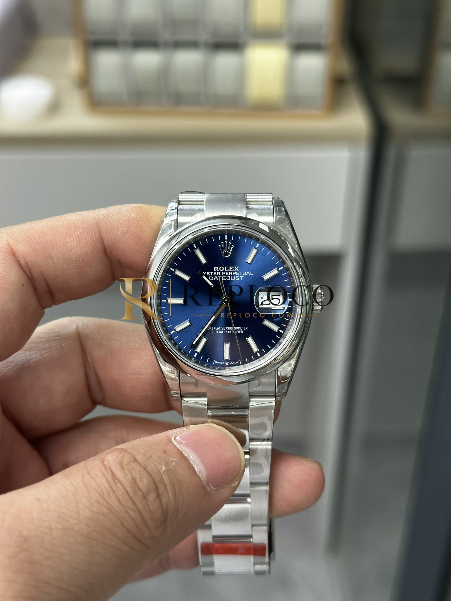 VS 공장 롤렉스 데이트저스트 36mm 126200 선버스트 블루 다이얼 스무스 베젤 오이스터 브레이슬릿 1:1 슈퍼클론 DD3235 무브먼트 탑재