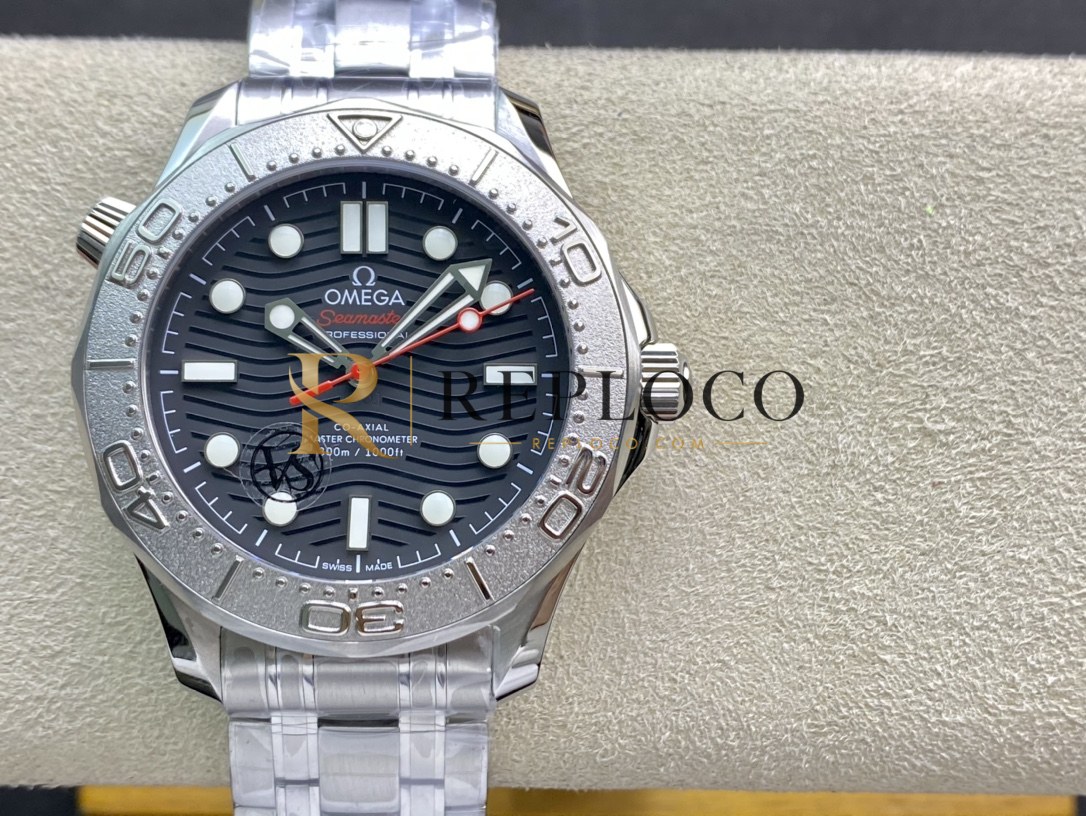 VS 공장 오메가 씨마스터 다이버 300M 넥튼 에디션 42mm 블랙 웨이브 다이얼 티타늄 베젤 스테인리스 스틸 브레이슬릿 (210.30.42.20.01.002) 1:1 슈퍼클론 단동 DD8806 무브먼트