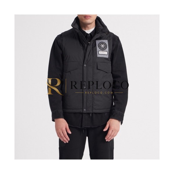 ✨Shellac Mens Patch Logo Modern Duck Down Vest - 셸락 2020 남성 패치 로고 모던 덕다운 패딩 조끼 She08x